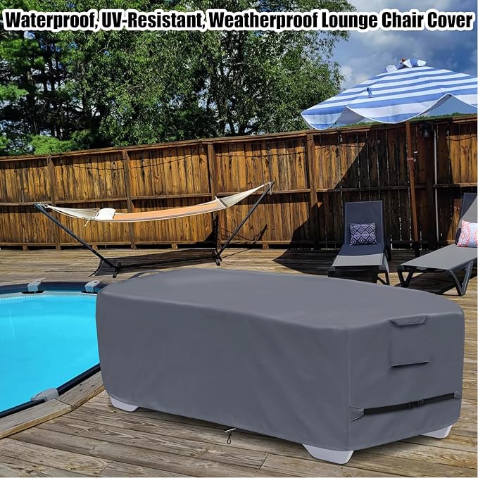 Outdoor Chaise Lounge Cover for 4-6 Stackable Patio Chaise Lounge Chairs - Image 7
