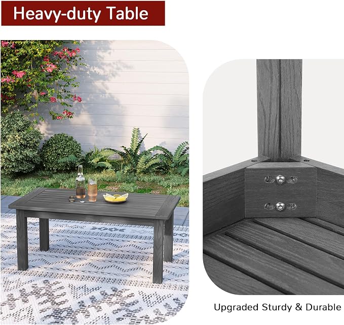 Stoog Outdoor Coffee Table, All-Weather HIPS Patio Coffee Table, - Image 6