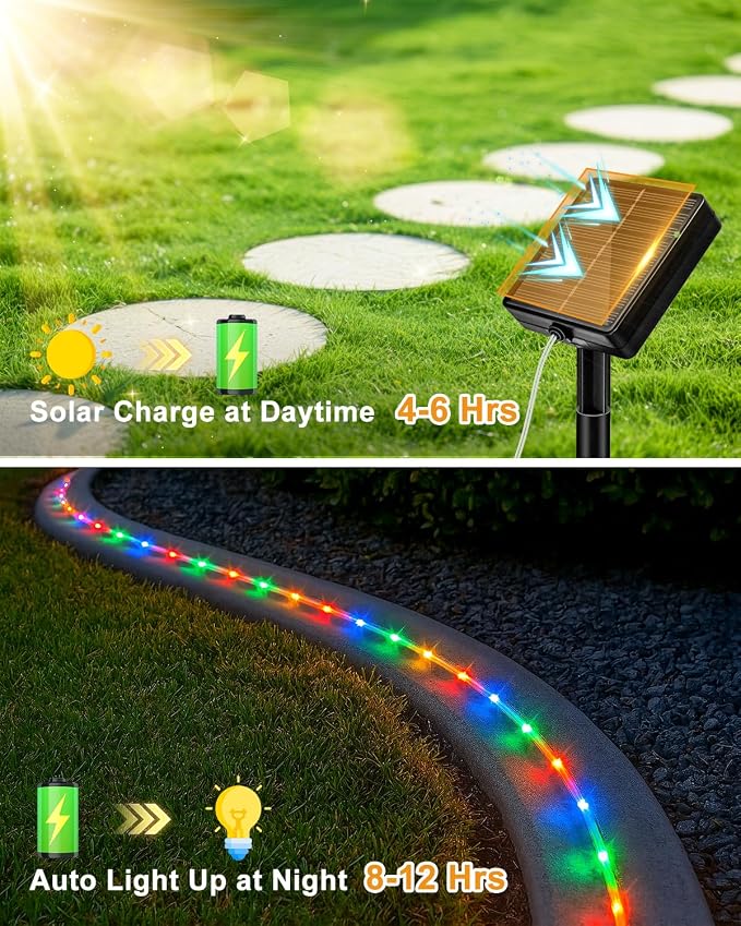 btfarm Solar Rope Lights Outdoor, 120LED 46FT Solar String Lights Outside - Image 2