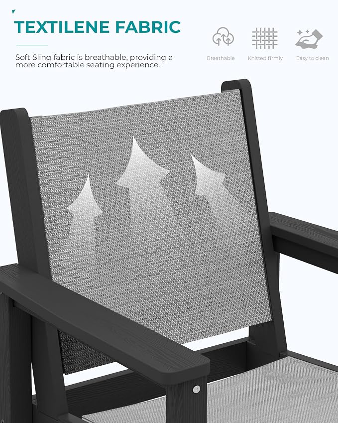 SERWALL Textilene Adirondack Bar Chairs Set of 2, Tall Adirondack Bar Height - Image 5