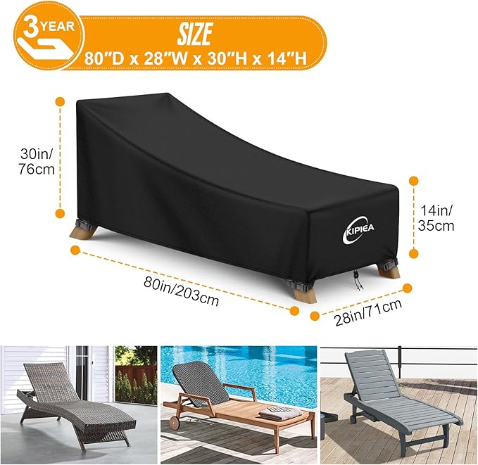 Kipiea Waterproof Patio Lounge Chair Covers - Image 2
