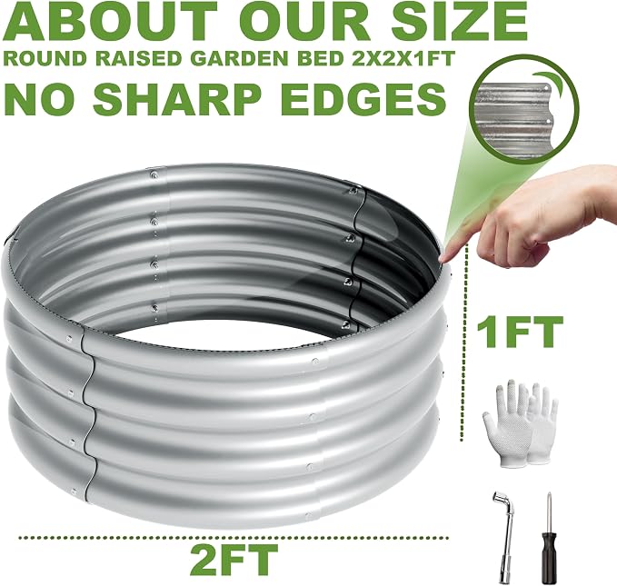 2Pcs 2X2X1ft Round Raised Garden Bed Kit, Galvanized Raised Garden Beds Outdoor - Image 4