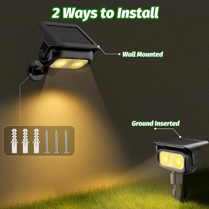 Nreonrick Solar Spot Lights 360° Adjustable Solar Lights Outdoor IP65 Waterproof - Image 6