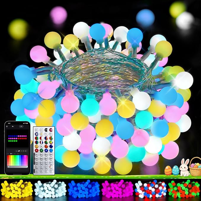 2026 New 46ft Smart Color Changing Easter Lights Outdoor Indoor | 100 LED RGB by LORRYTE