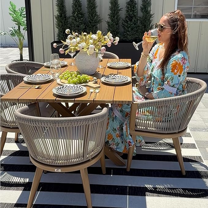 PURPLE LEAF Outdoor Dining Set for 6 All-Weather Aluminum 7 Piece Outdoor Patio by PURPLELEAF