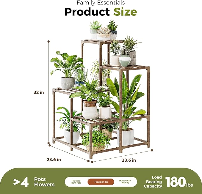 Bamworld Corner Plant Stand Indoor Outdoor Plant Shelf Small Plant Table - Image 4