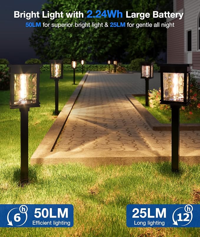 XMCOSY+ Solar Pathway Lights Outdoor, Adjustable Warm & Cool White, 50 Lumens - Image 4