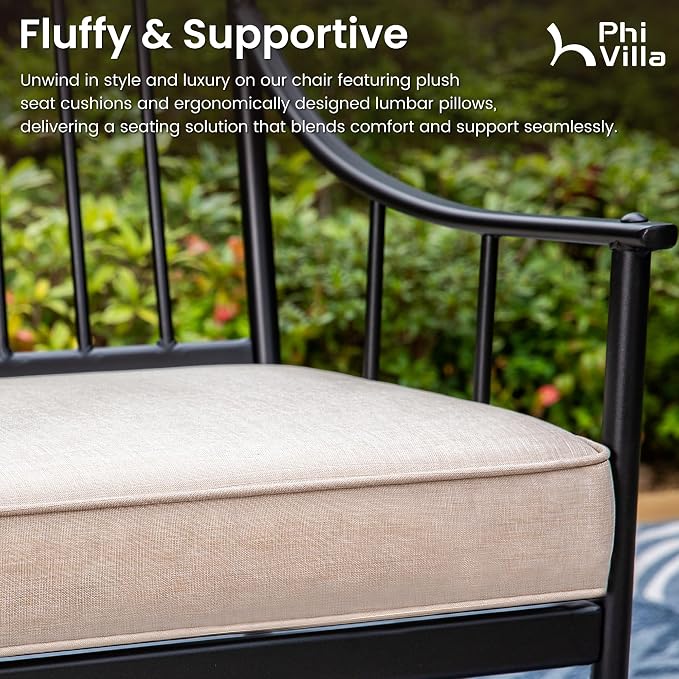 PHI VILLA Swivel Chairs Set of 2 Patio Dining Rocker Chair - Image 5