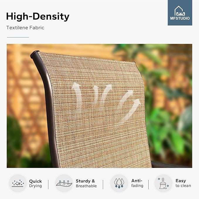 MFSTUDIO Outdoor Bar Stools Set of 2, Swivel Bar Height Patio Chairs Outdoor - Image 3