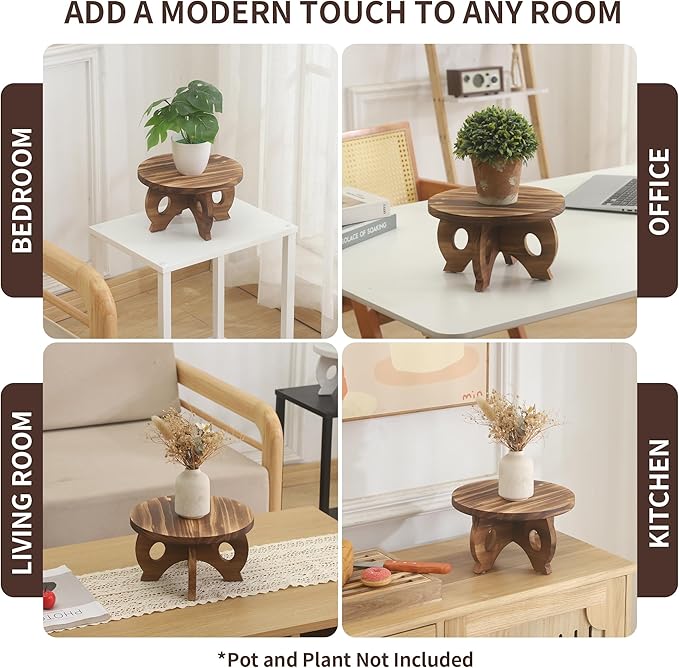 Plant Stand Indoor Wooden Plant Stool Round Stand Risers - Image 4