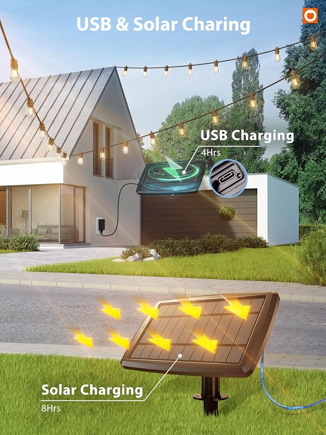 addlon 104FT Solar String Lights Outdoor Waterproof - Image 5