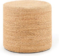 Handwoven Ottoman Pouf, Natural Water Hyacinth Footstool, Round Braided Outdoor by LGENHOOMHandwovenNaturalWaterHyacinthBasket