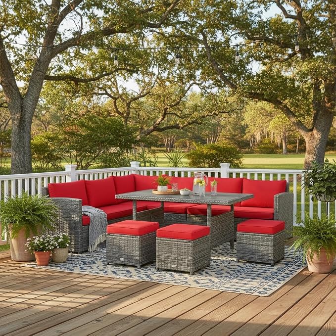 Tangkula 7 Pieces Patio Furniture Set, Outdoor Sectional Rattan Sofa Set - Image 2