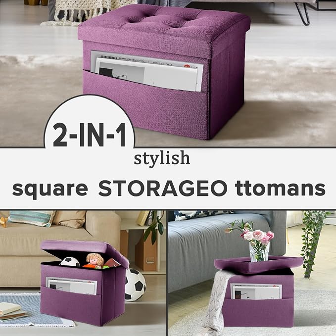 LINMAGCO Storage Ottoman Folding Foot Stool Foot Rest - Image 7