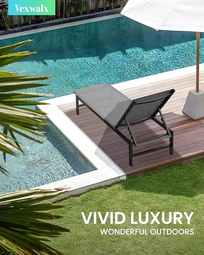 Outdoor Lounge Chairs Set of 3, Aluminum Chaise Lounge Chairs - Image 2