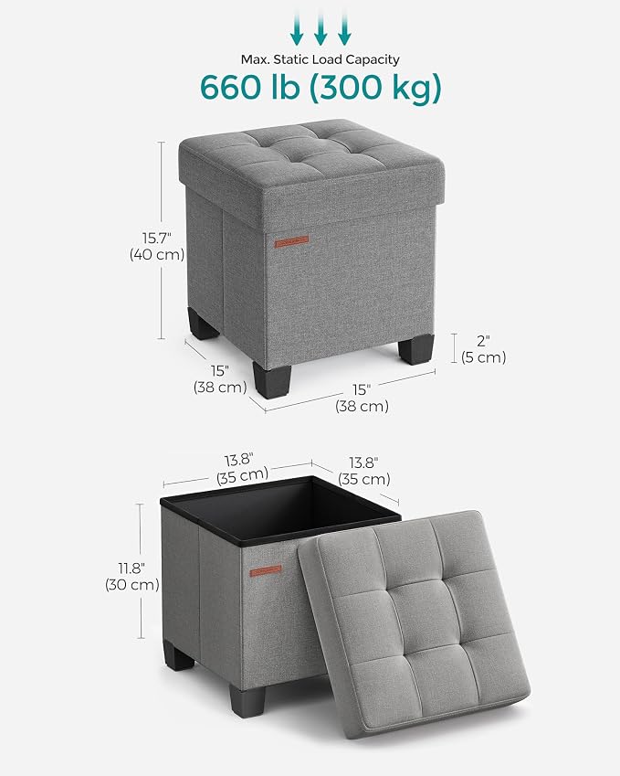 SONGMICS Storage Ottoman, Small Ottoman Foot Rest - Image 2