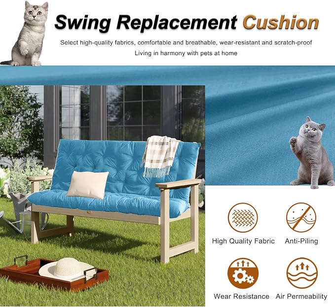 2-3 Seat Swing Replacement Cushion, Outdoor Bench Cushions - Image 2