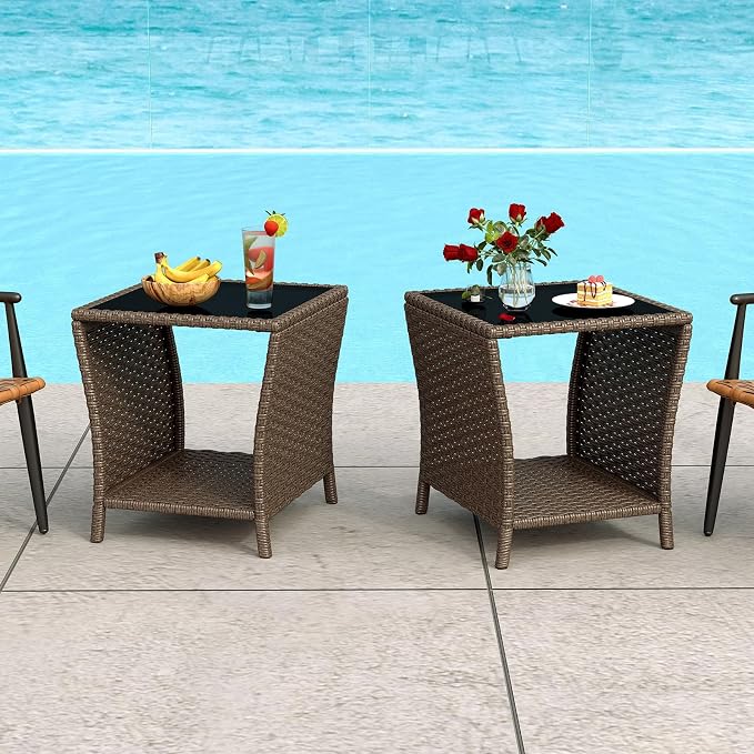 kinbor Outdoor Wicker Side Table - Image 2