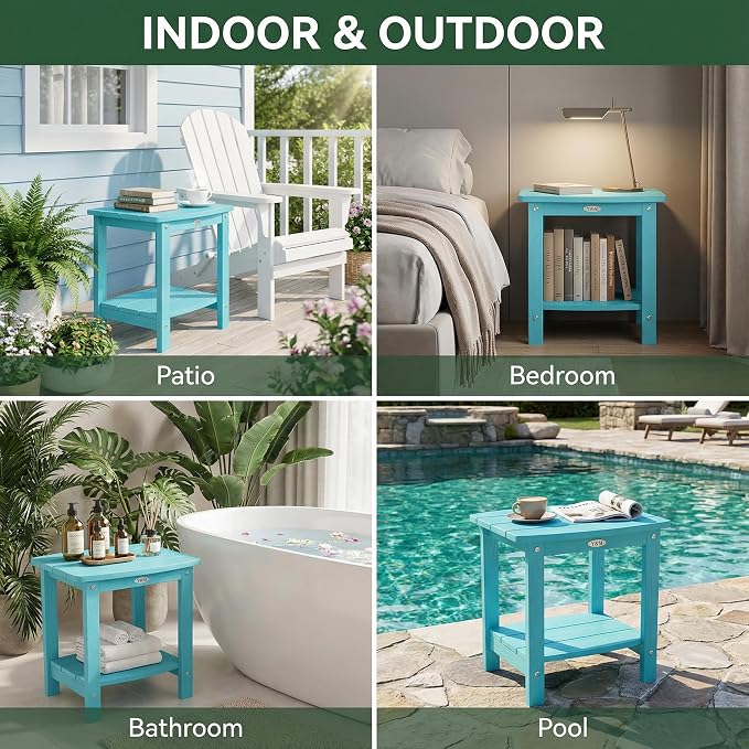 Y&M Outdoor Side Table, HIPS Adirondack Small Double Layer Table, Waterproof - Image 6