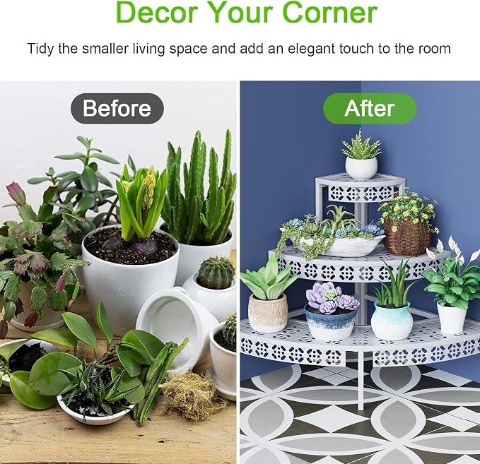 3 Tier Plant Stand Semi-Circular Flower Pot Organizer Rack Quarter Round Plant - Image 3