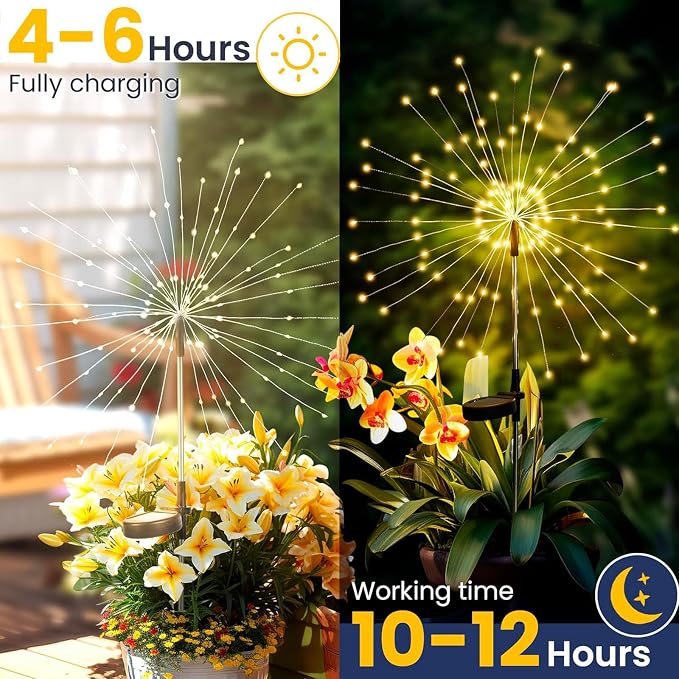 4 Pack Solar Firework Lights 200 LED Create Magical Nights, Waterproof - Image 2