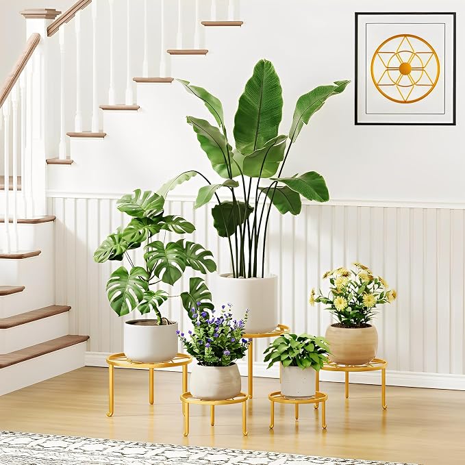 5 Pack Metal Plant Stands 5-Pack Round Supports Display Rack Tiered Plant Stand by Unknown