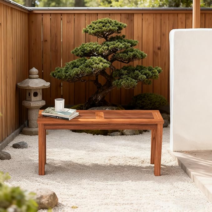 ERGOMASTER Wooden Backless Outdoor Bench Set of 1, 2-Person Indoor Outdoor by ERGOMASTER