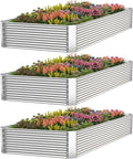 3 Pack Corrugated Galvanized Steel Raised Garden Bed Outdoor, Metal Above by CATMANOR