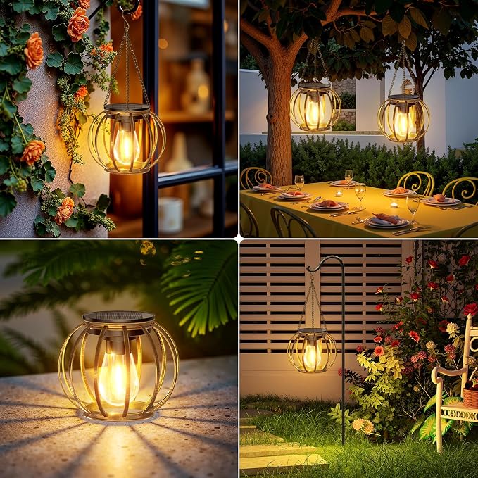 KOOPER Solar Lanterns Outdoor Waterproof, Upgraded Bronze Metal Hanging Solar - Image 5