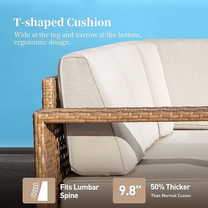 L Shaped Patio Furniture, Outdoor Rattan Wicker Sectional Sofa - Image 4