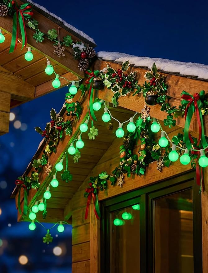 25FT G40 LED Outdoor St. Patrick's Day Green String Lights, St. Patrick's Day - Image 6