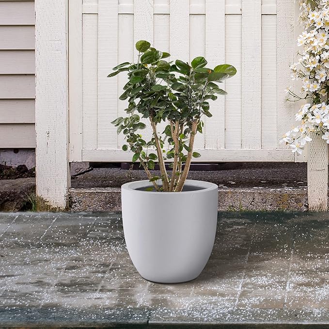 Kante 13.4" Dia Round Concrete Planter, Large Outdoor Modern Indoor Decorative - Image 3