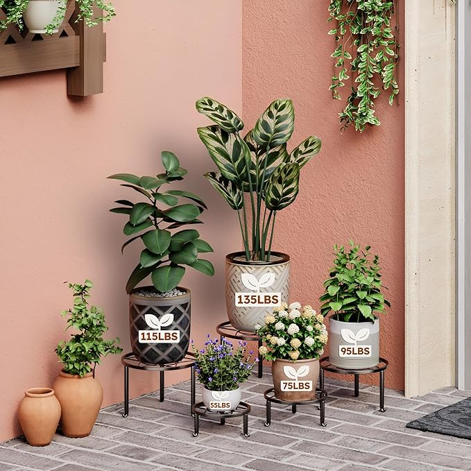 5 Pack Plant Stand Metal Flower Pot Stand Holders Indoor Tall Plant Rack Plant - Image 3