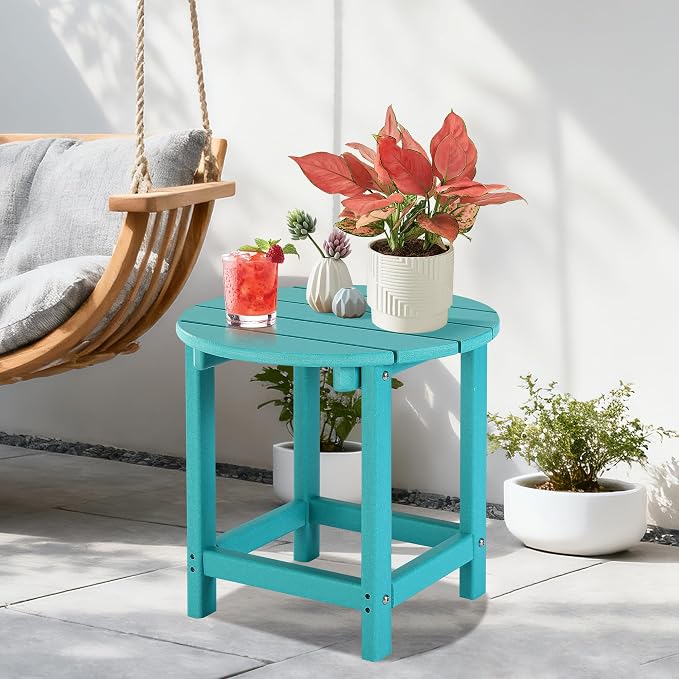 LZRS Round Adirondack Patio Side Table End Table, Outdoor Side Tables - Image 6