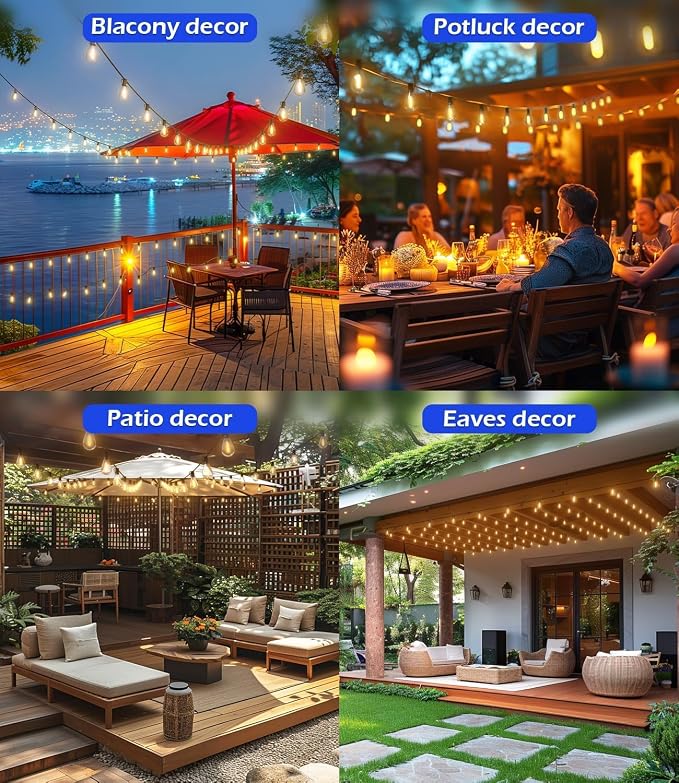 Tenmiro 60FT Outdoor String Lights, Waterproof 16+1 Edison Shatterproof Bulbs - Image 6