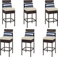 Yaheetech Set of 6 Patio Bar Stools, Outdoor PE Rattan Bar Height Chairs by Yaheetech