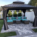 PURPLE LEAF 10' X 12' Permanent Hardtop Gazebo Aluminum Gazebo by PURPLELEAF