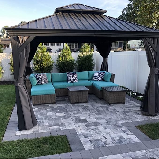 PURPLE LEAF 10' X 12' Permanent Hardtop Gazebo Aluminum Gazebo by PURPLELEAF