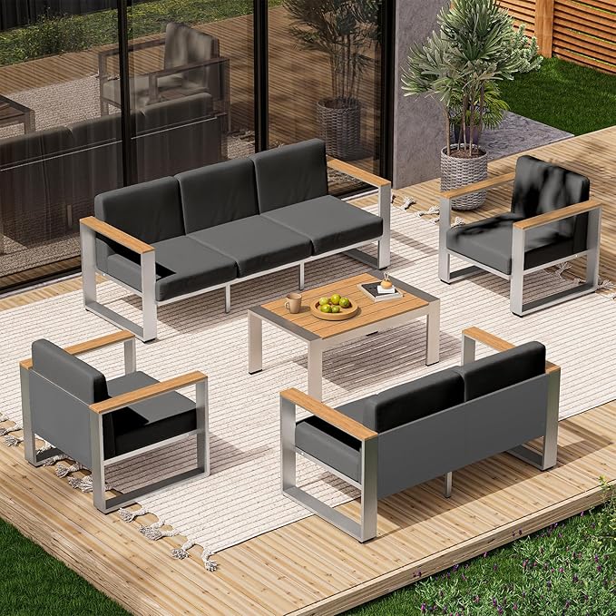 Outdoor Aluminum Loveseat, Modern Patio Patio Furniture - Image 8