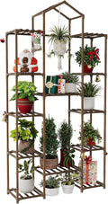 Bamworld 74.4" Tall Plant Stand Indoor Outdoor Wood Plant Shelf Hanging Plant by Bamworld