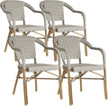 PURPLE LEAF Outdoor Dining Chair Set of 4 Aluminum Rattan Armchair by PURPLELEAF