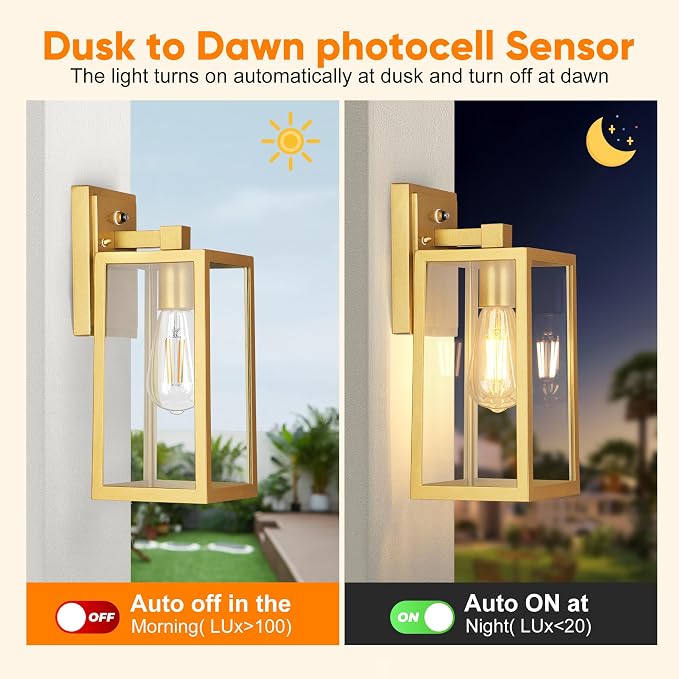 PARTPHONER Gold Dusk to Dawn Outdoor Lights - Image 2