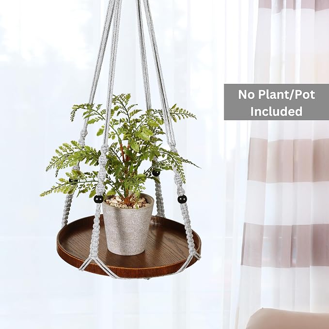 2 Pack Macrame Plant Hanger | Plant Hanger Indoor, Hanging Planter Shelf | - Image 5