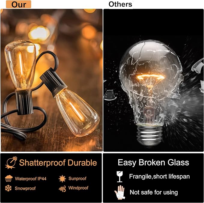 DAMAING Outdoor String Lights 200 FT Waterproof Patio Lights - Image 2