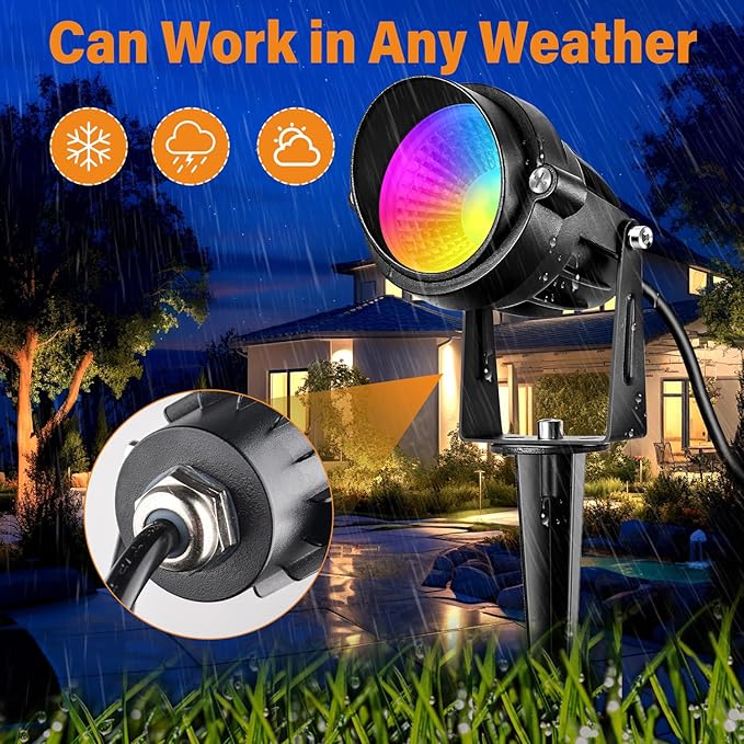 Halloween Christmas RGBW Landscape Light Outdoor, 10W Color Changing Low - Image 5