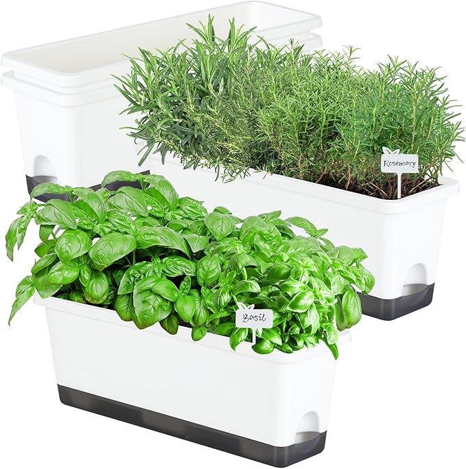 Window Box Planter 4 Packs, 17 Inches Rectangle Flower Pots by Oliz