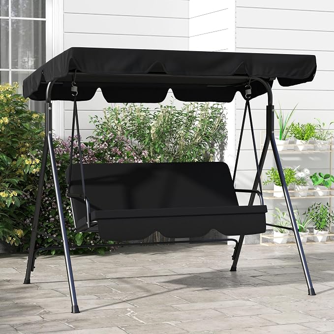 Outsunny 3-Seat Outdoor Patio Swing Chair - Image 8