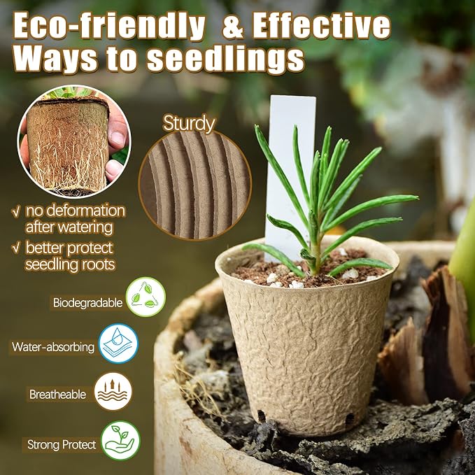 Peat Pots, 102 Pack 3.15 Inch Biodegradable Planting Peat Pots - Image 2