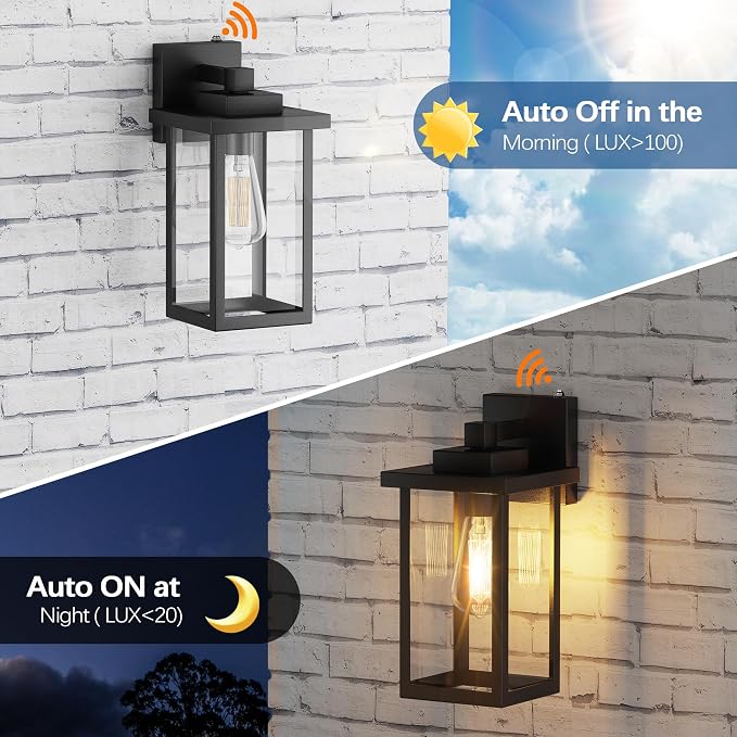 WIHTU Outdoor Porch Lights Fixtures Wall Mount, Dusk to Dawn Outdoor Lighting - Image 2