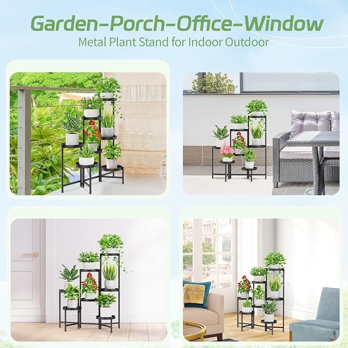 iDavosic.ly Plant Stand Indoor Outdoor, 7 Tier Corner Metal Flower Display - Image 3